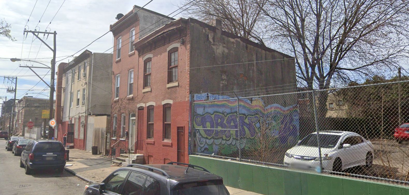 2008 North Mascher Street. Site conditions prior to redevelopment. Looking southwest. March 2023. Credit: Google Maps