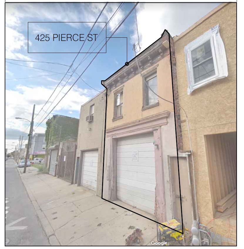 425 Pierce Street. Site conditions prior to redevelopment. Looking northwest. Credit: Studio III Architecture via the City of Philadelphia