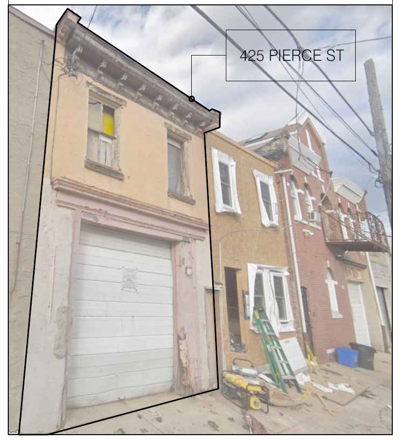425 Pierce Street. Site conditions prior to redevelopment. Looking northeast. Credit: Studio III Architecture via the City of Philadelphia