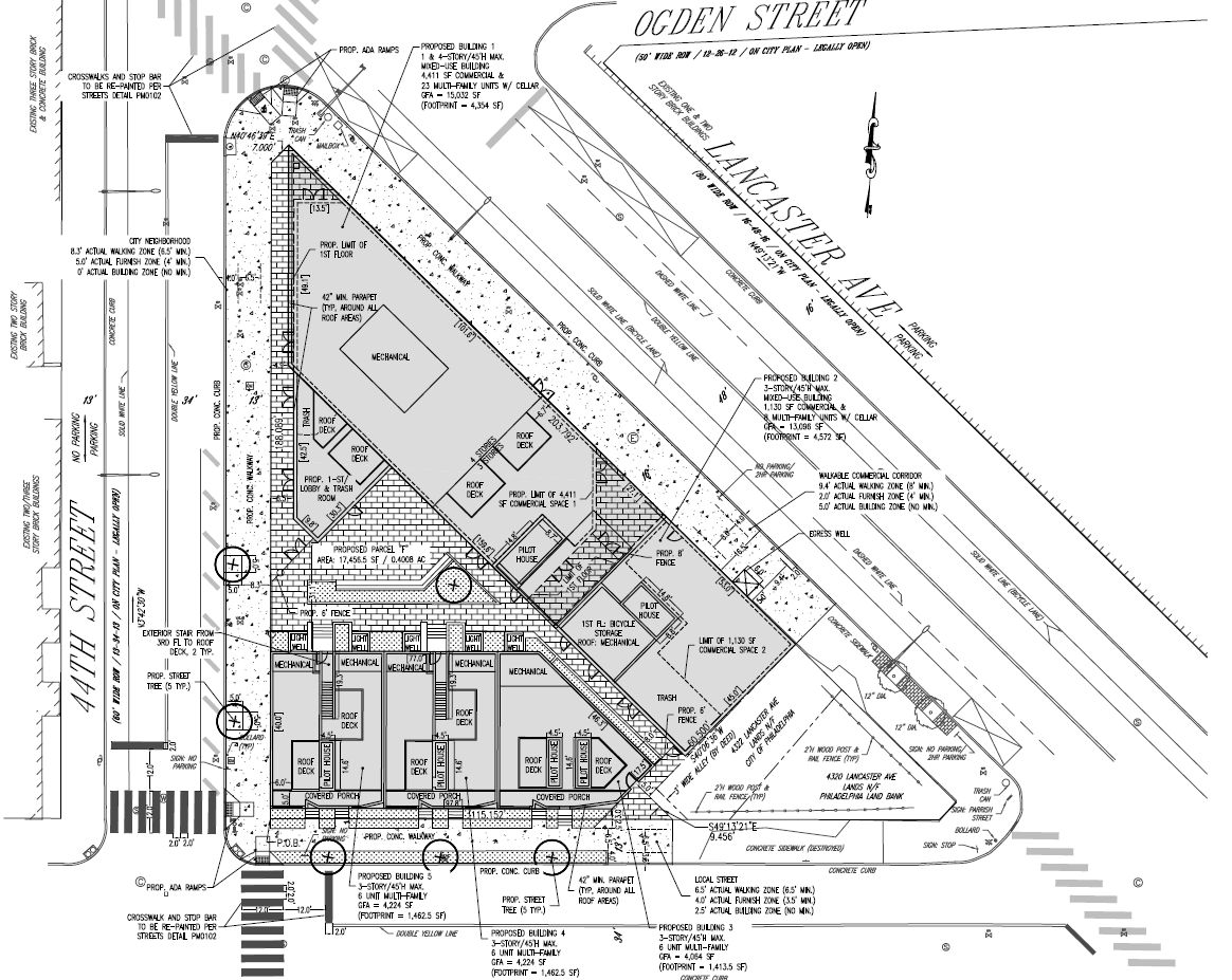 4328 Lancaster Avenue. Site plan. Credit: Cornerstone Consulting Engineers & Architectural, Inc. via the City of Philadelphia