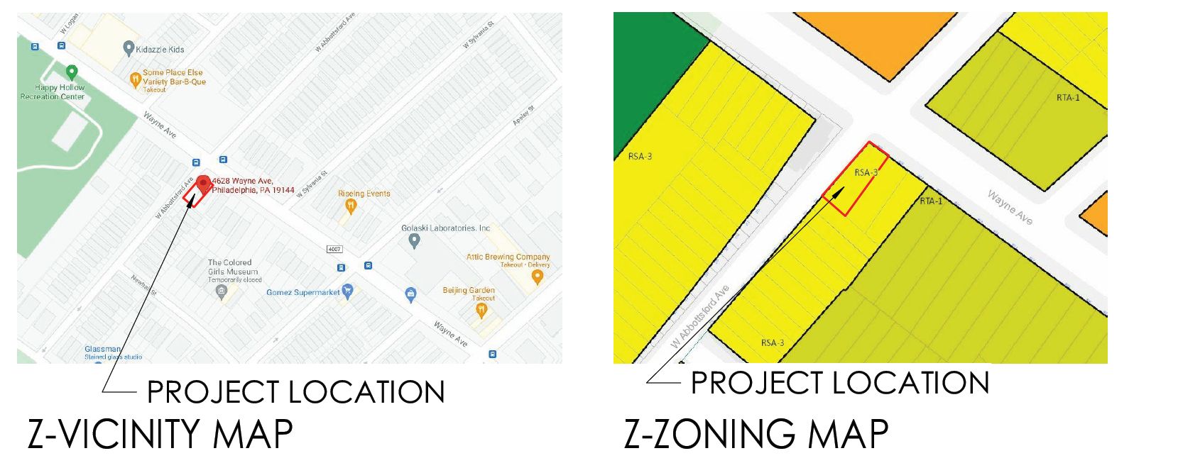 4628 Wayne Avenue. Site map and zoning map. Credit: Designblendz via the City of Philadelphia