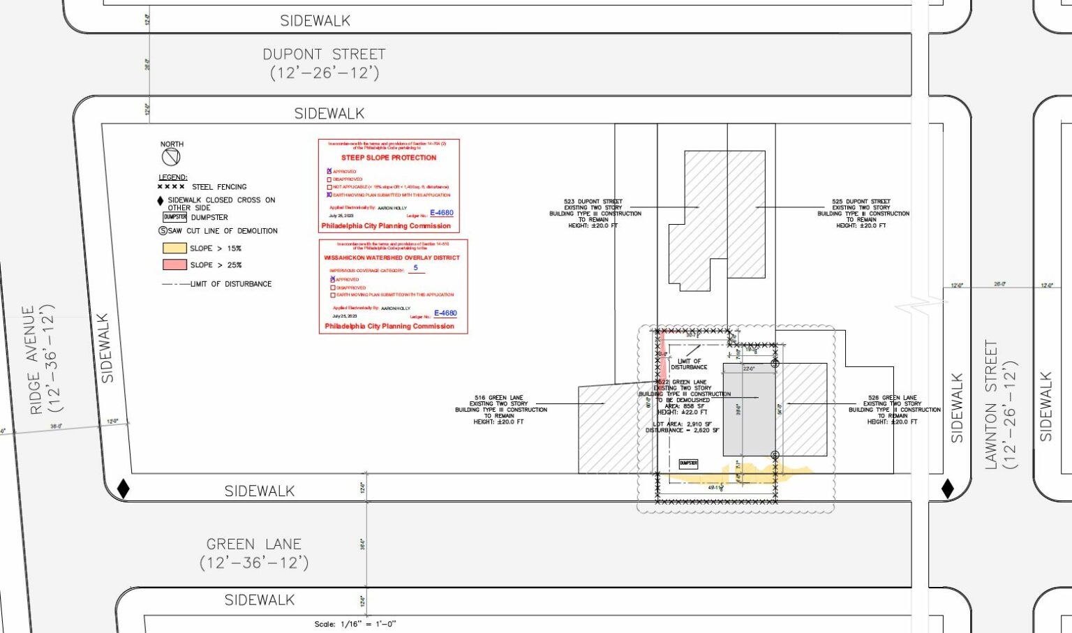 Permits Issued for 522 Green Lane in Manayunk, Northwest Philadelphia