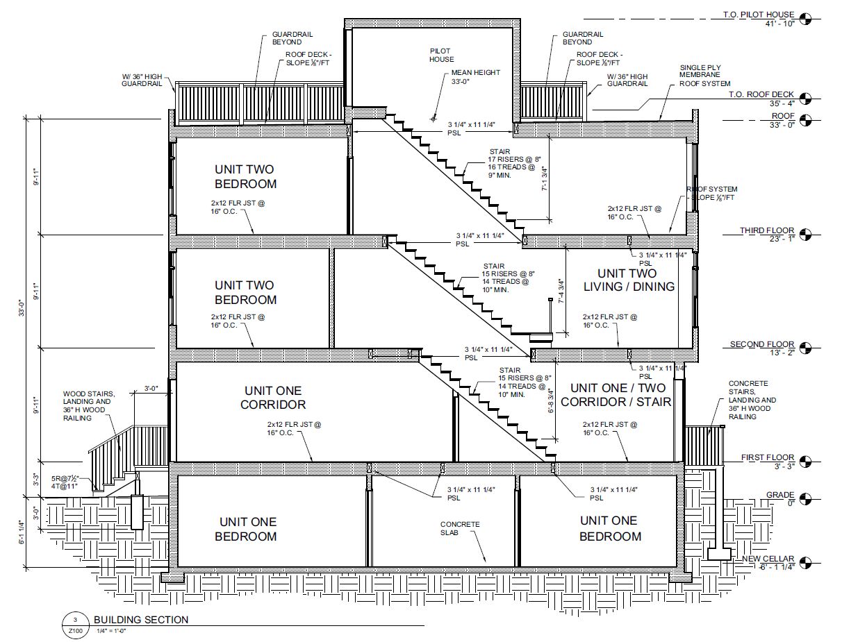 940 West Dakota Street. Building section. Credit: T + Associates Architects via the City of Philadelphia