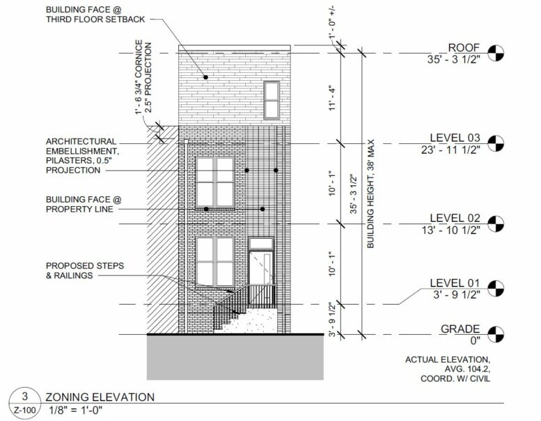 1316 North 27th Street. Building elevation. Credit: Moto Designshop via the City of Philadelphia