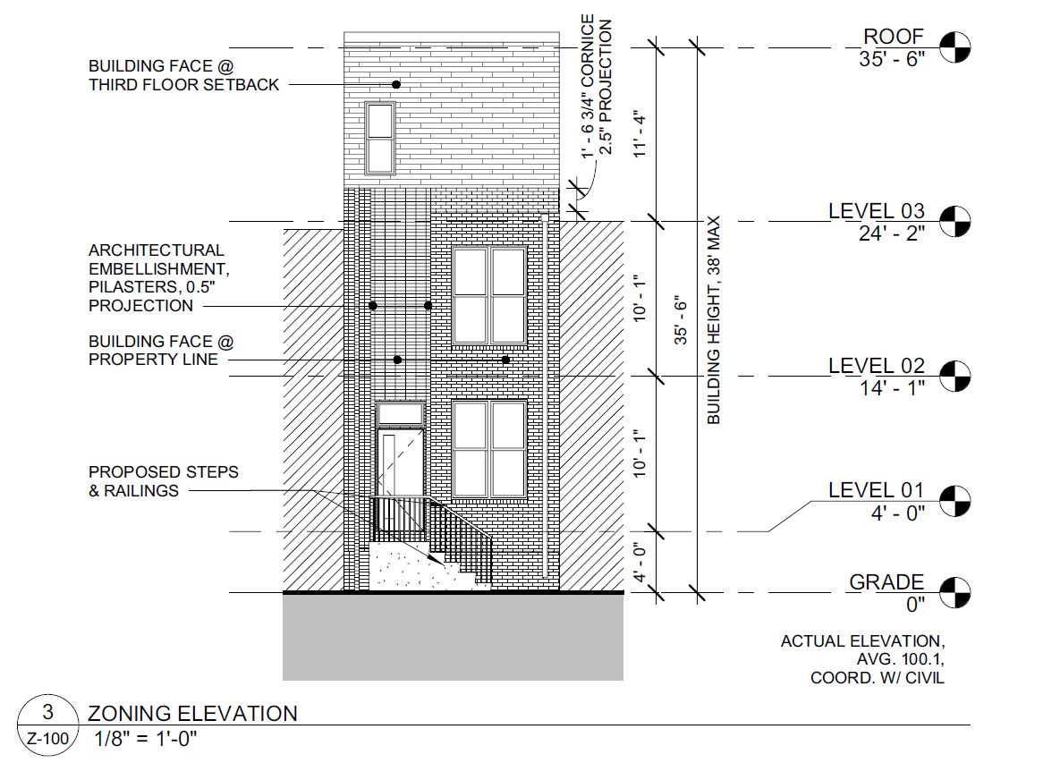 1420 and 1444 North Etting Street. Building elevation. Credit: Moto Designshop via the City of Philadelphia