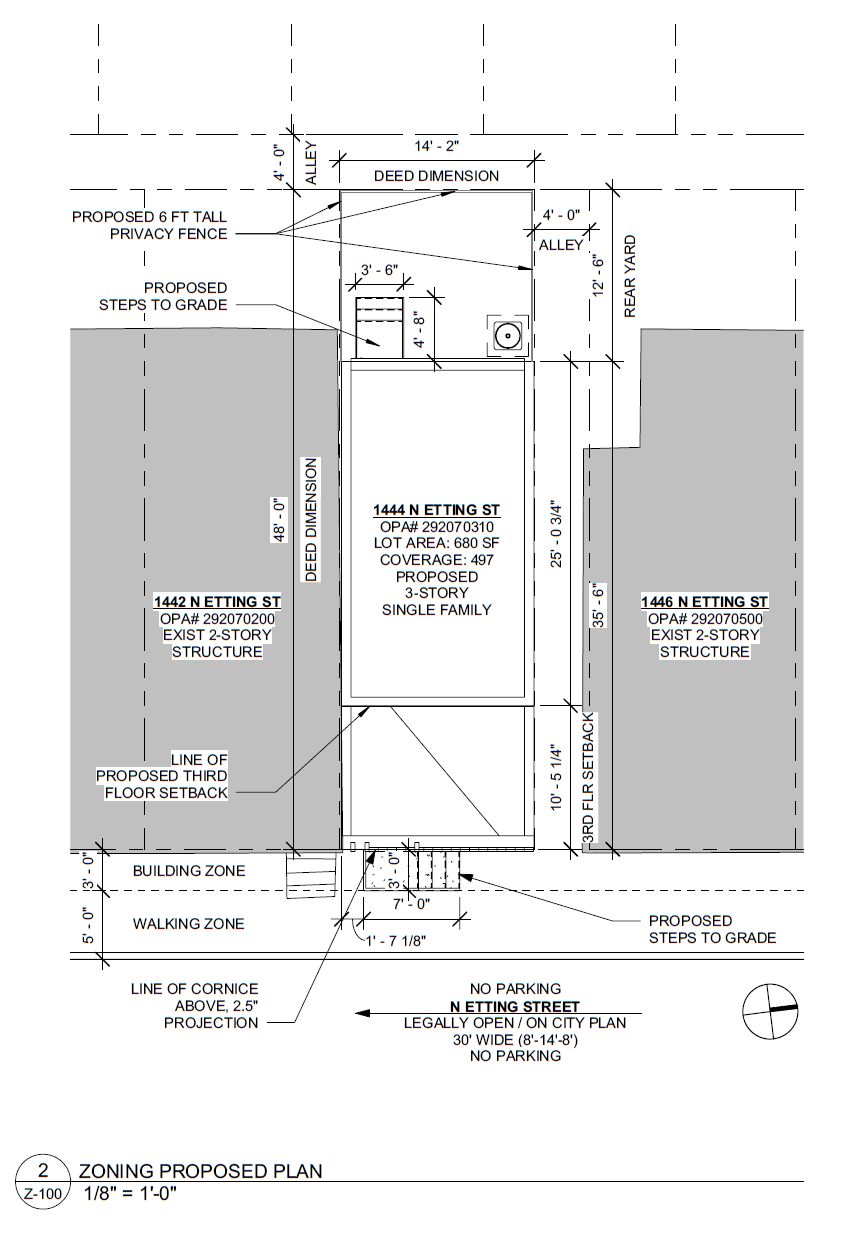 1444 North Etting Street. Site plan. Credit: Moto Designshop via the City of Philadelphia