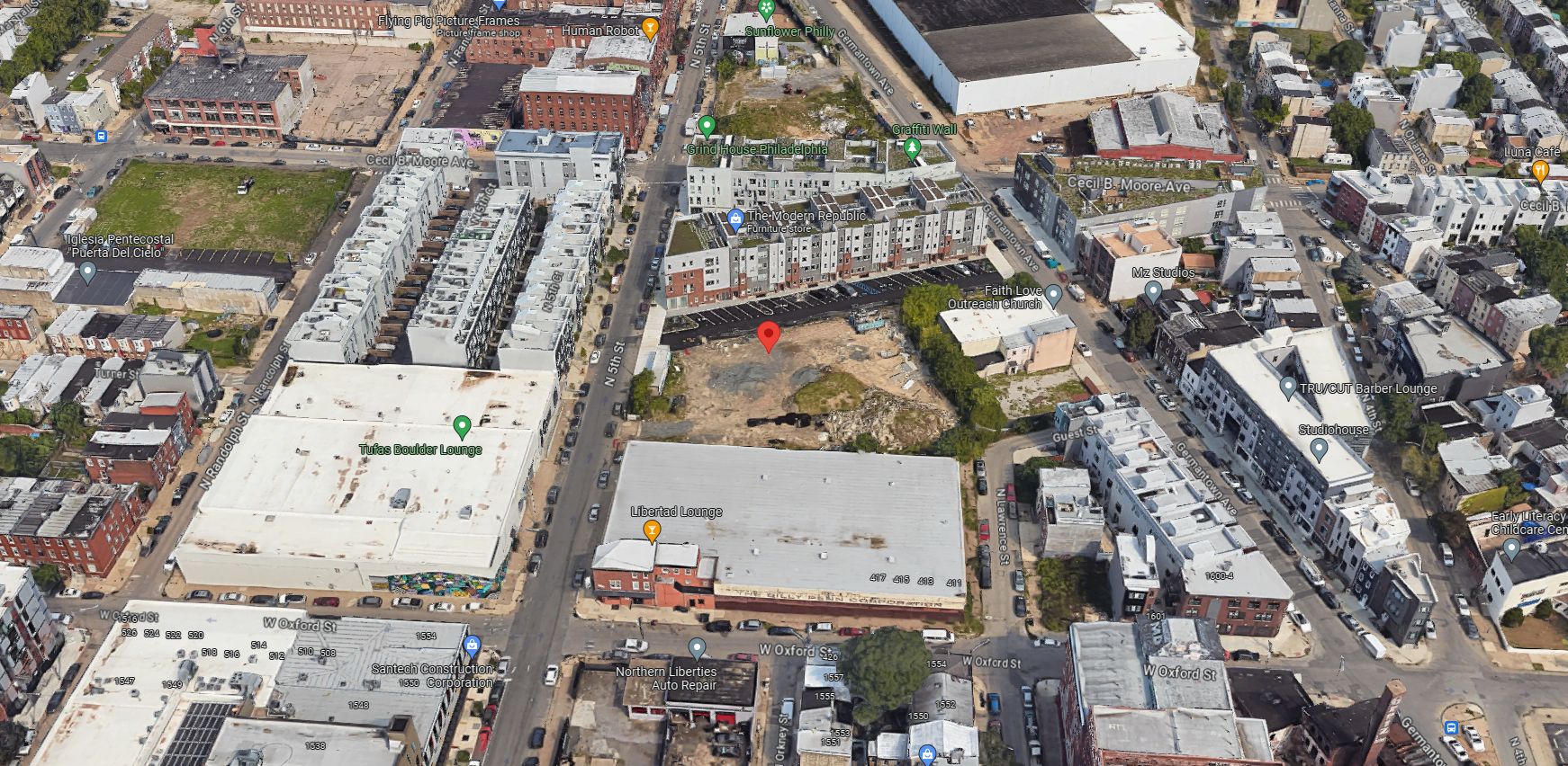 1625-35 North 5th Street. Site conditions prior to redevelopment. Looking north. Credit: Google Maps