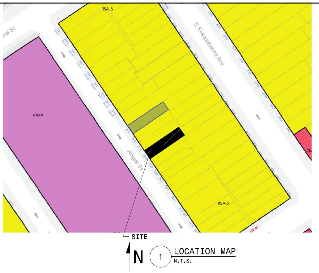 2023 Abigail Street. Zoning map. Credit: KJO Architecture via the City of Philadelphia