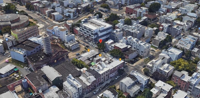 2118 East York Street. Aerial view prior to redevelopment. Looking south. Credit: Google Maps