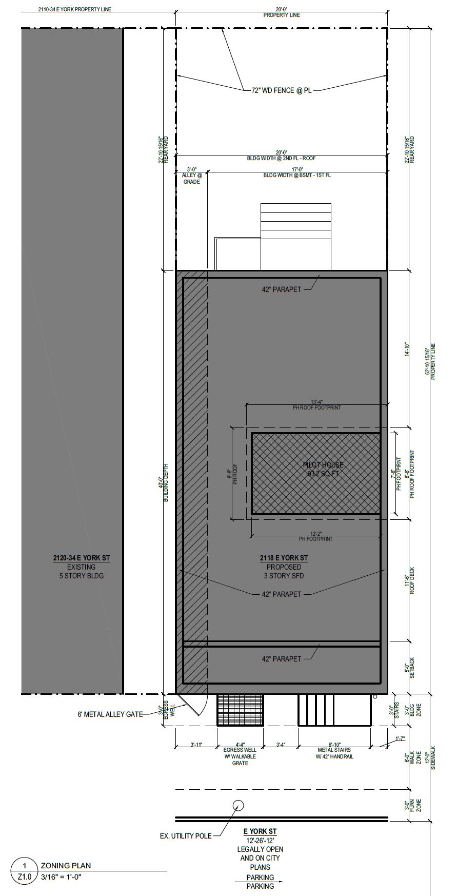 2118 East York Street. Site plan. Credit: Leake Engineering via the City of Philadelphia