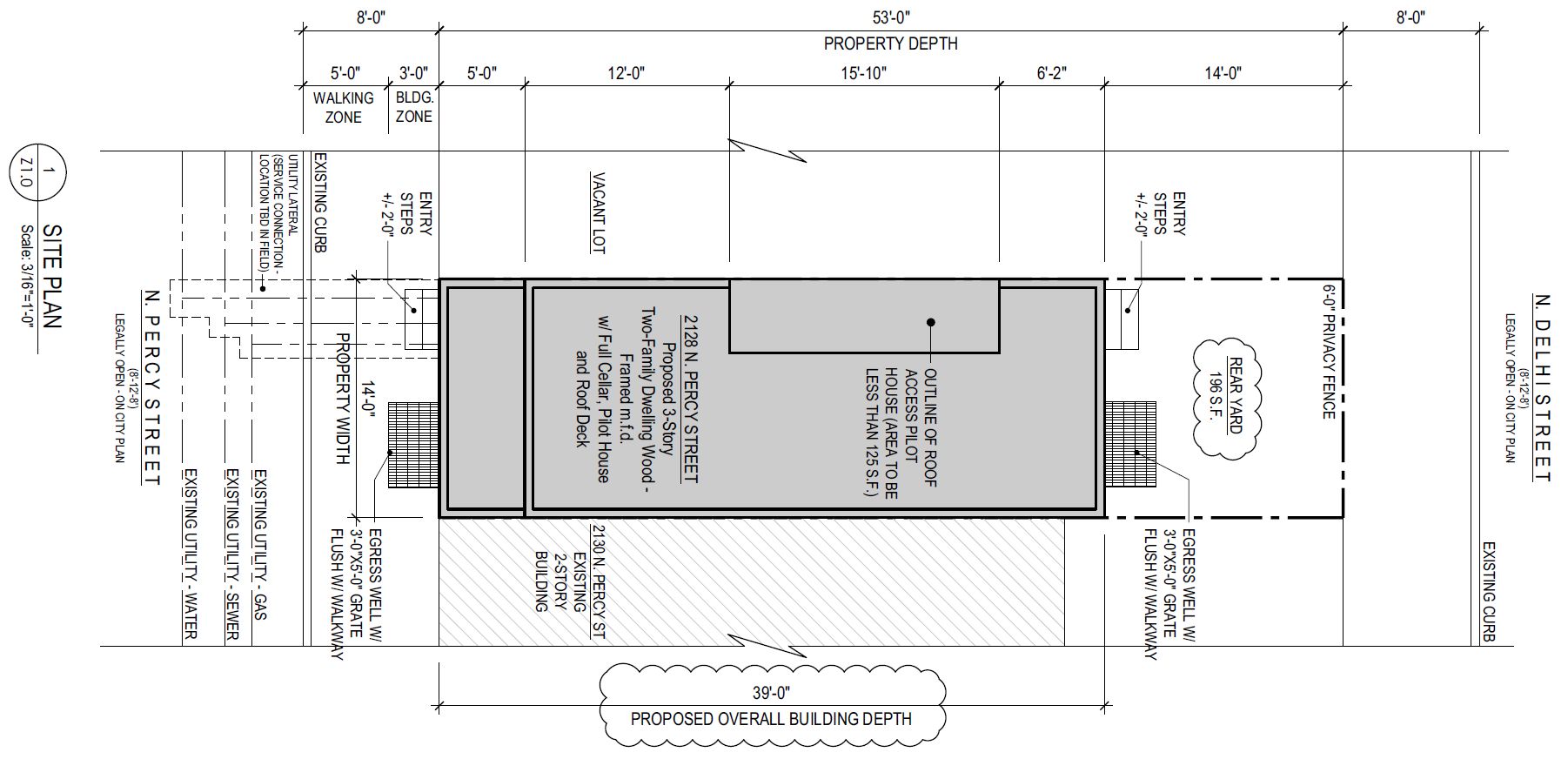 2128 North Percy Street. Site plan. Credit: 24/7 Design Group via the City of Philadelphia