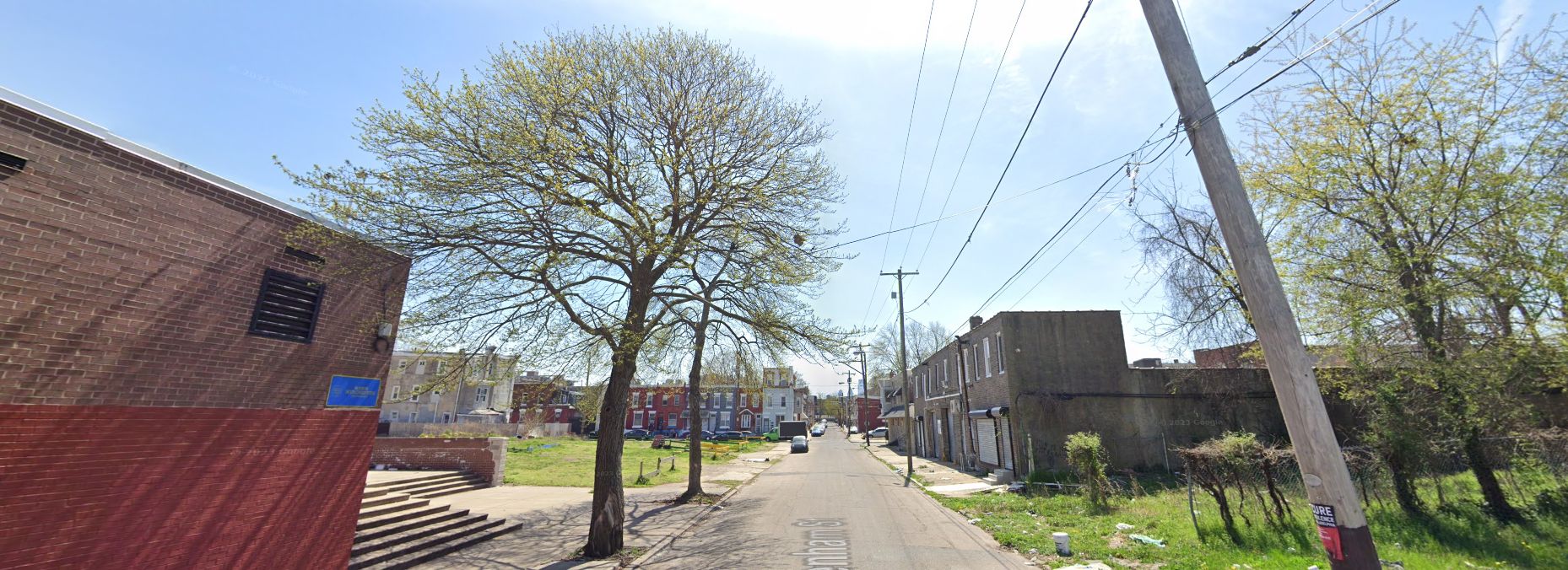 North Sydenham Street, with 2314 North Sydenham Street on the right. Site conditions prior to redevelopment. Looking south. April 2023. Credit: Google Maps