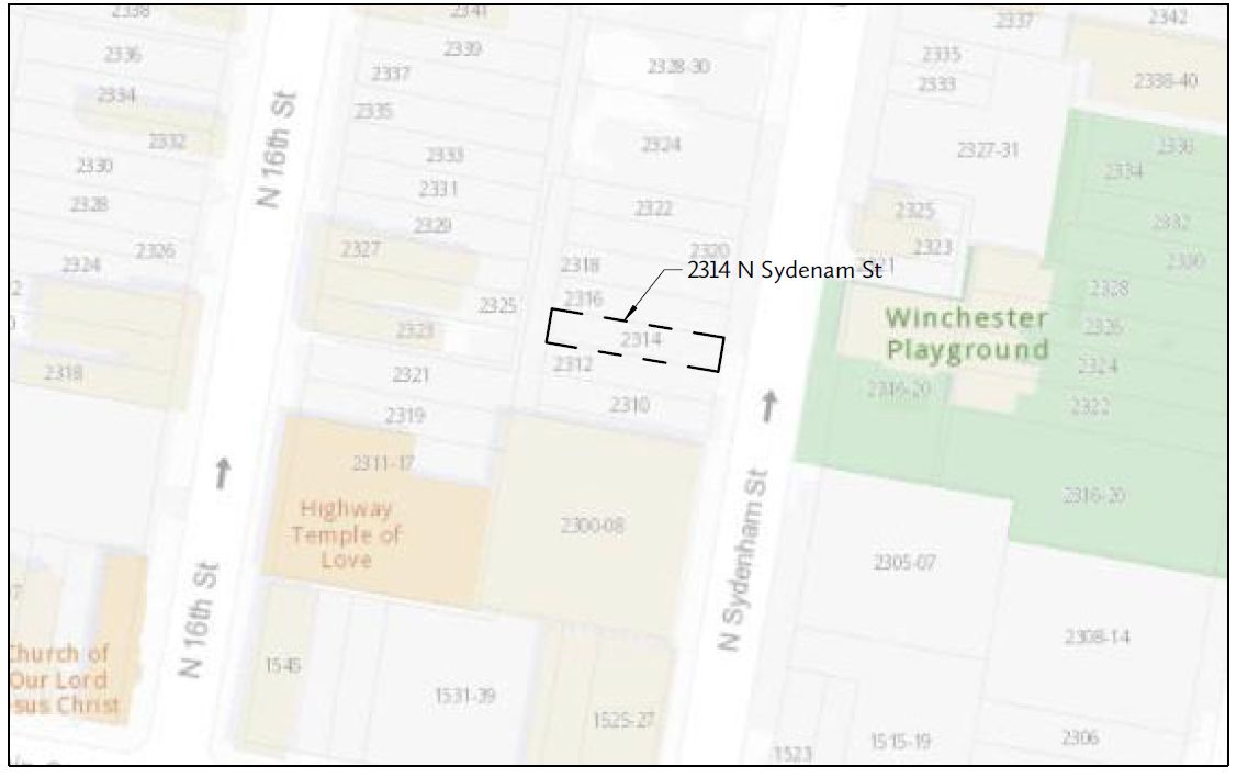 2314 North Sydenham Street. Site map. Credit: Mass Architecture Studio LLC via the City of Philadelphia