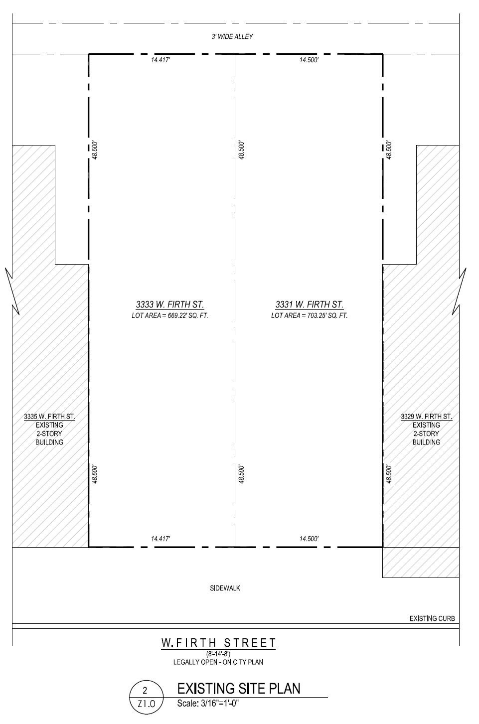 3331 West Firth Street. Existing site plan. Credit: 24/7 Design Group via the City of Philadelphia