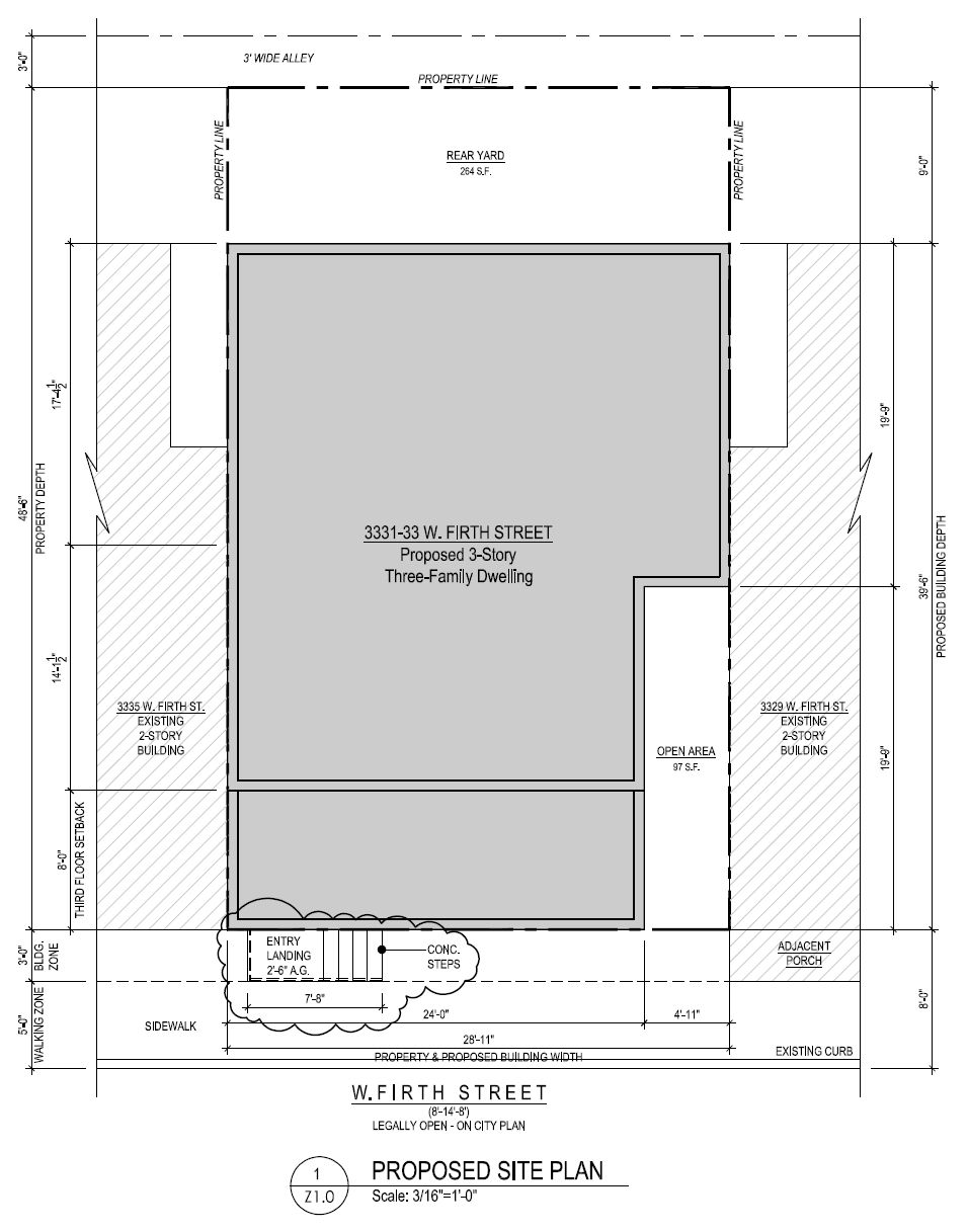 3331 West Firth Street. Proposed site plan. Credit: 24/7 Design Group via the City of Philadelphia