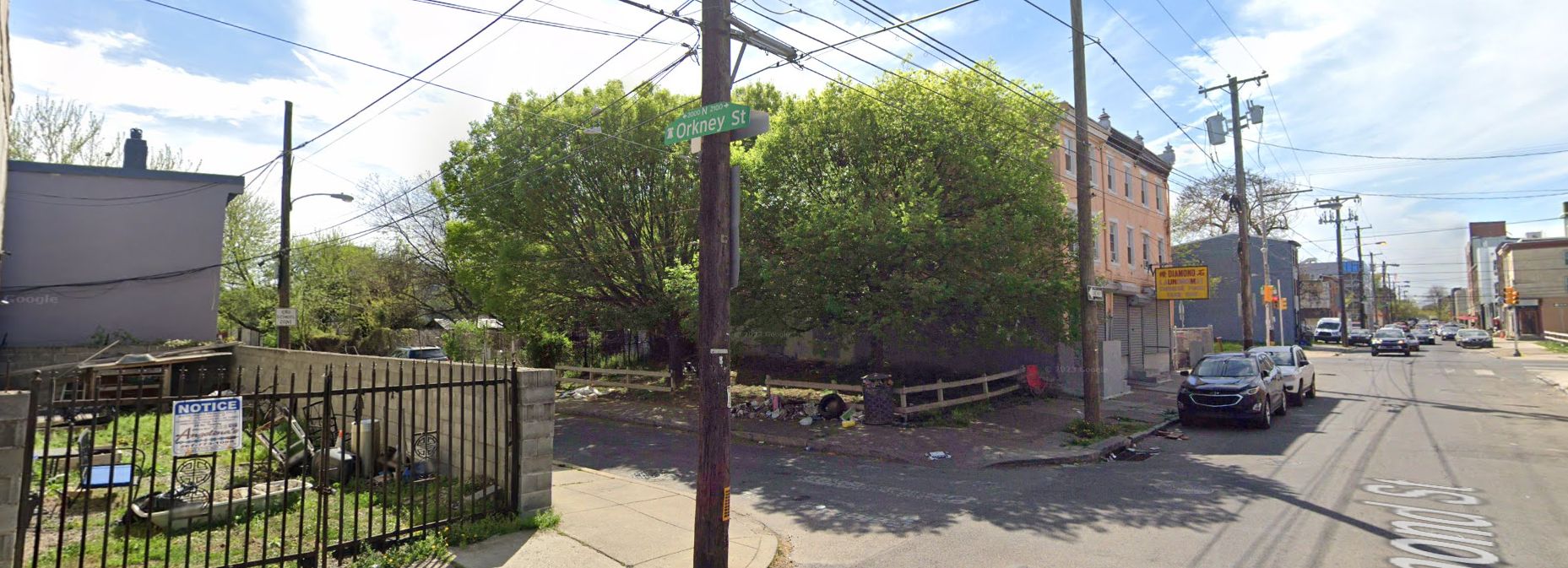 436 Diamond Street. Site conditions prior to redevelopment. Looking southwest. April 2023. Credit: Google Maps
