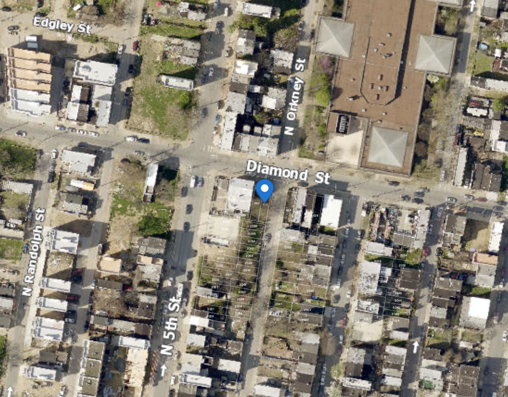 436 Diamond Street. Aerial view. Credit: SanBarDesign via the City of Philadelphia