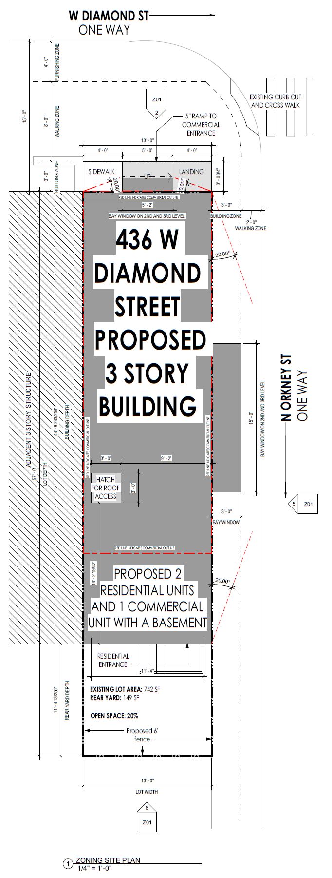 436 Diamond Street. Site plan. Credit: SanBarDesign via the City of Philadelphia
