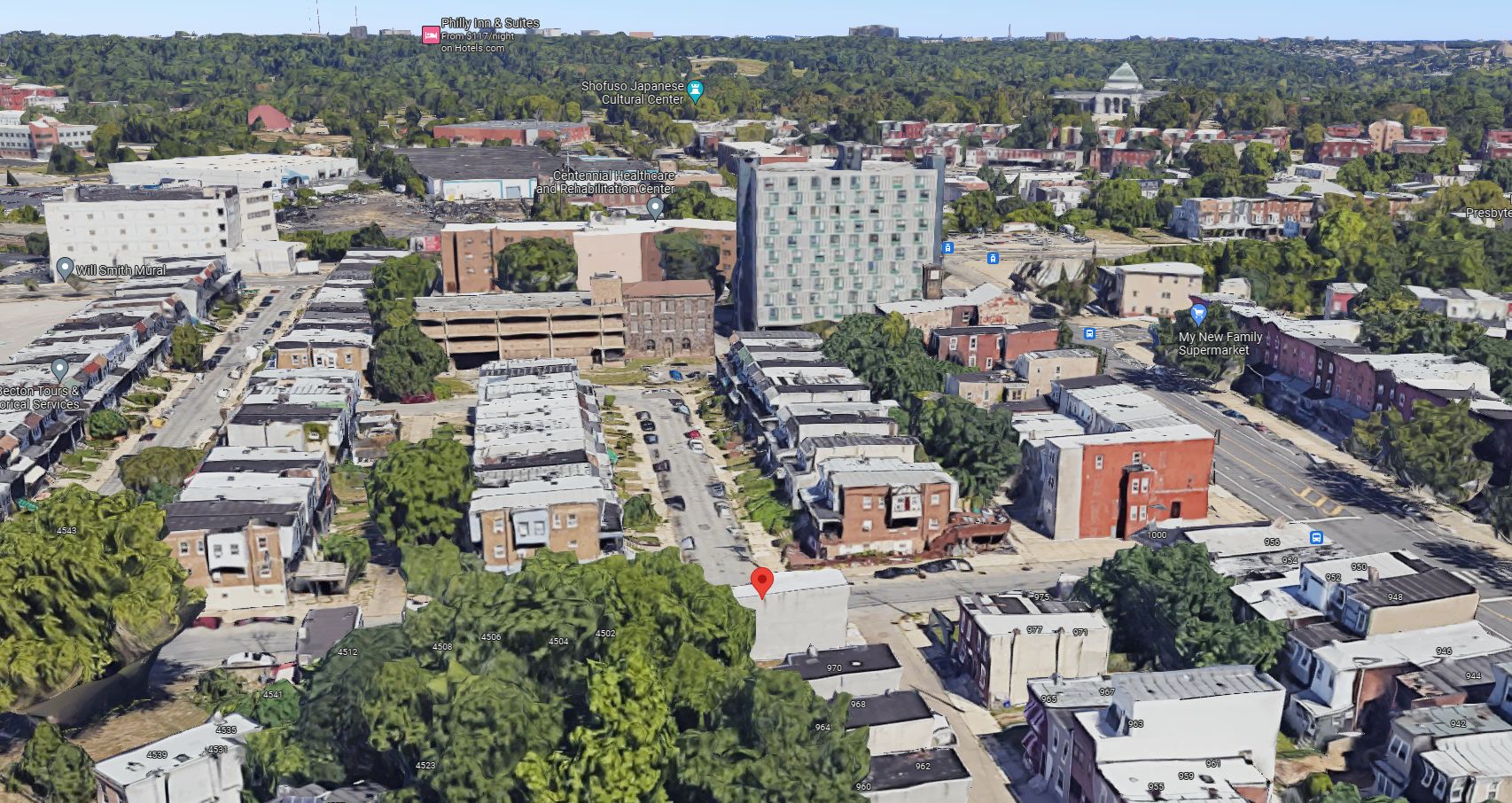 976 North 45th Street. Aerial view prior to redevelopment. Looking north. Credit: Google Maps