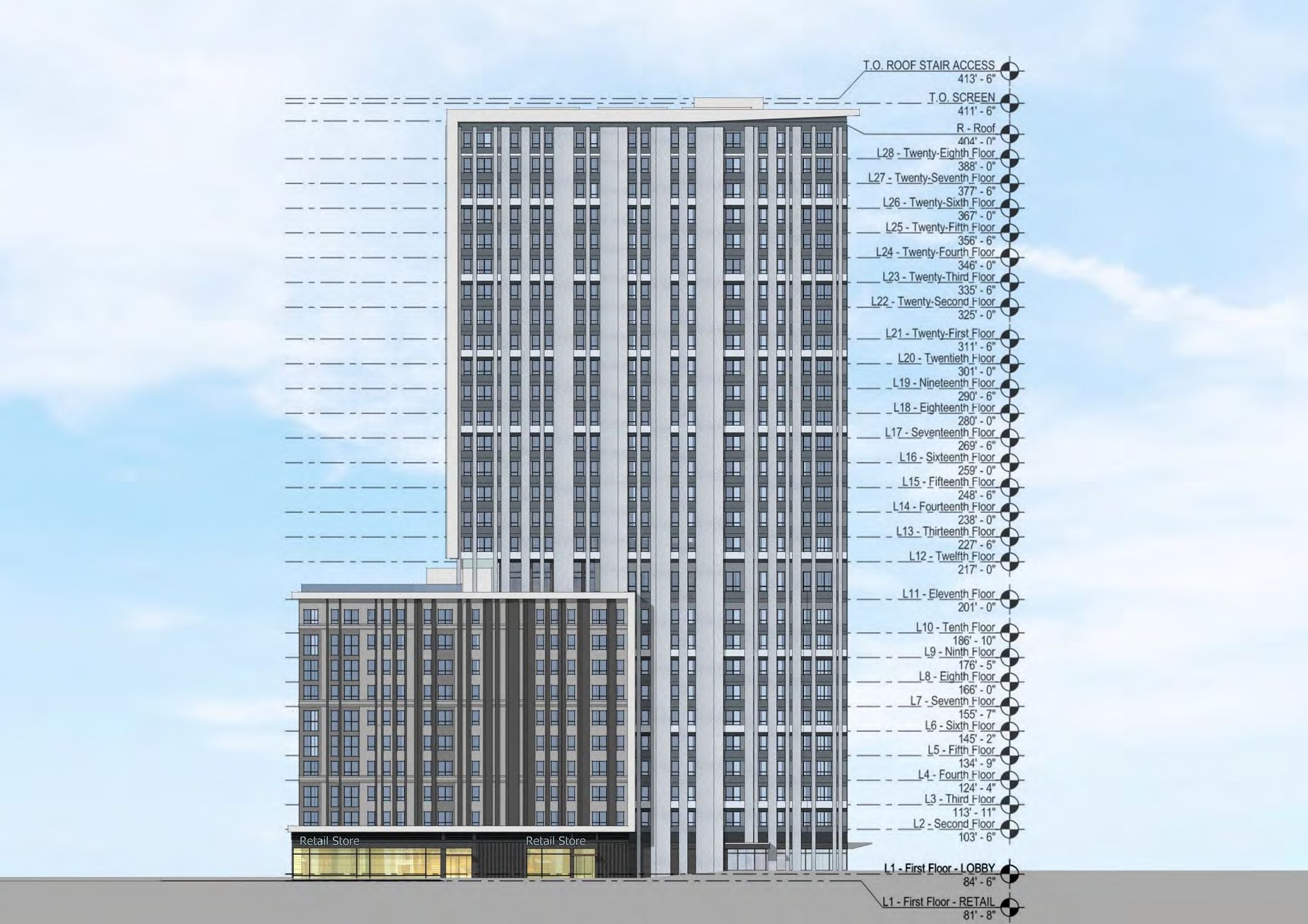 Legacy on Broad at 1518-28 North Broad Street. Building elevation. Credit: CUBE 3 Studio LLC via the Civic Design Review