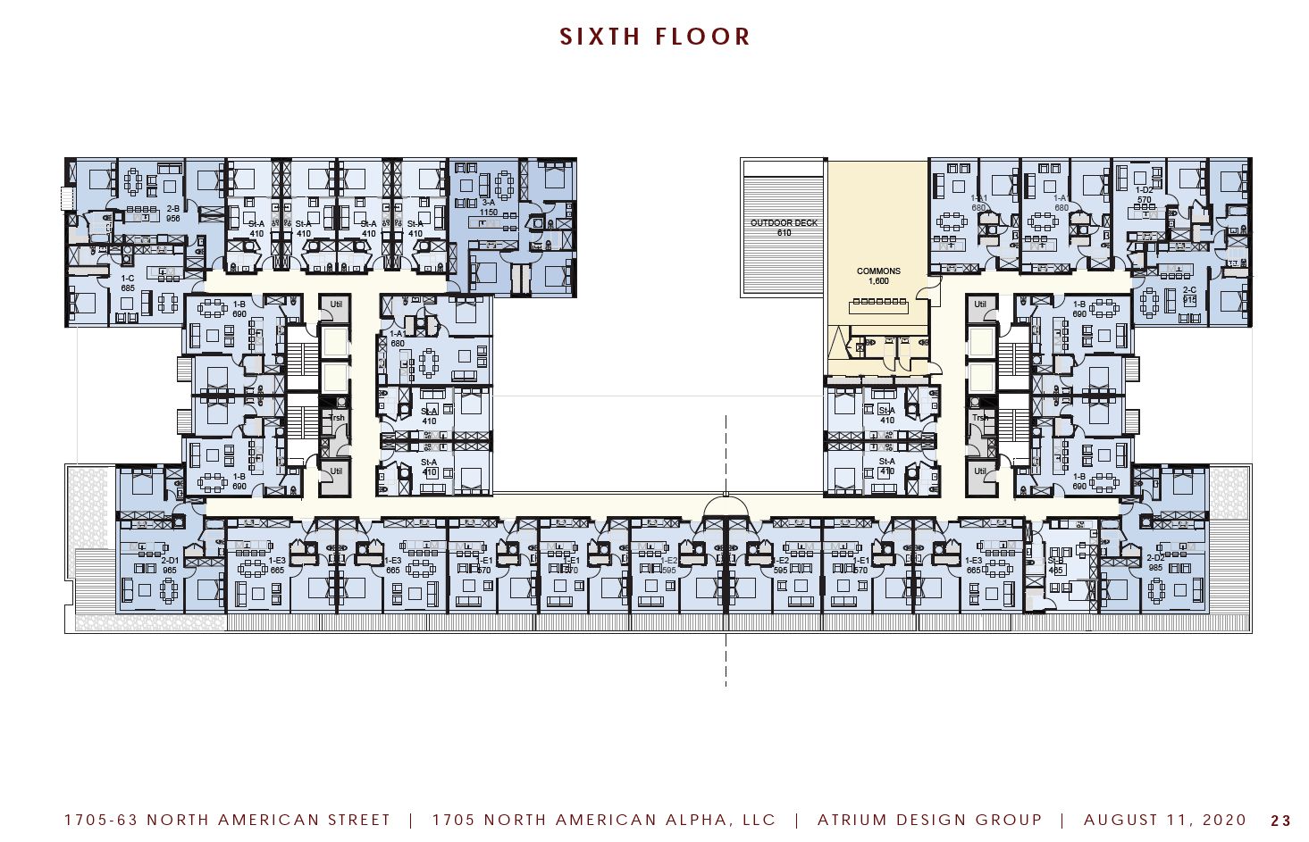 The Luxe Phase I at 1705 North American Street. Floor plan. Credit: Atrium Design Group via Civic Design Review