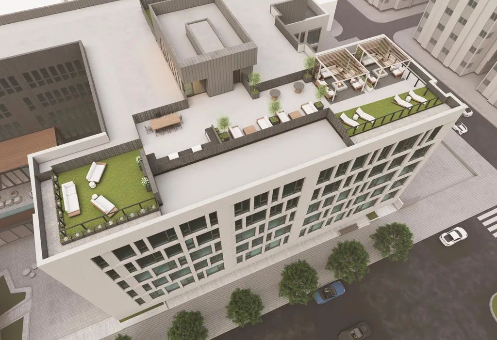 The Luxe Phase I at 1705 North American Street. Building rendering via Luxe Fishtown