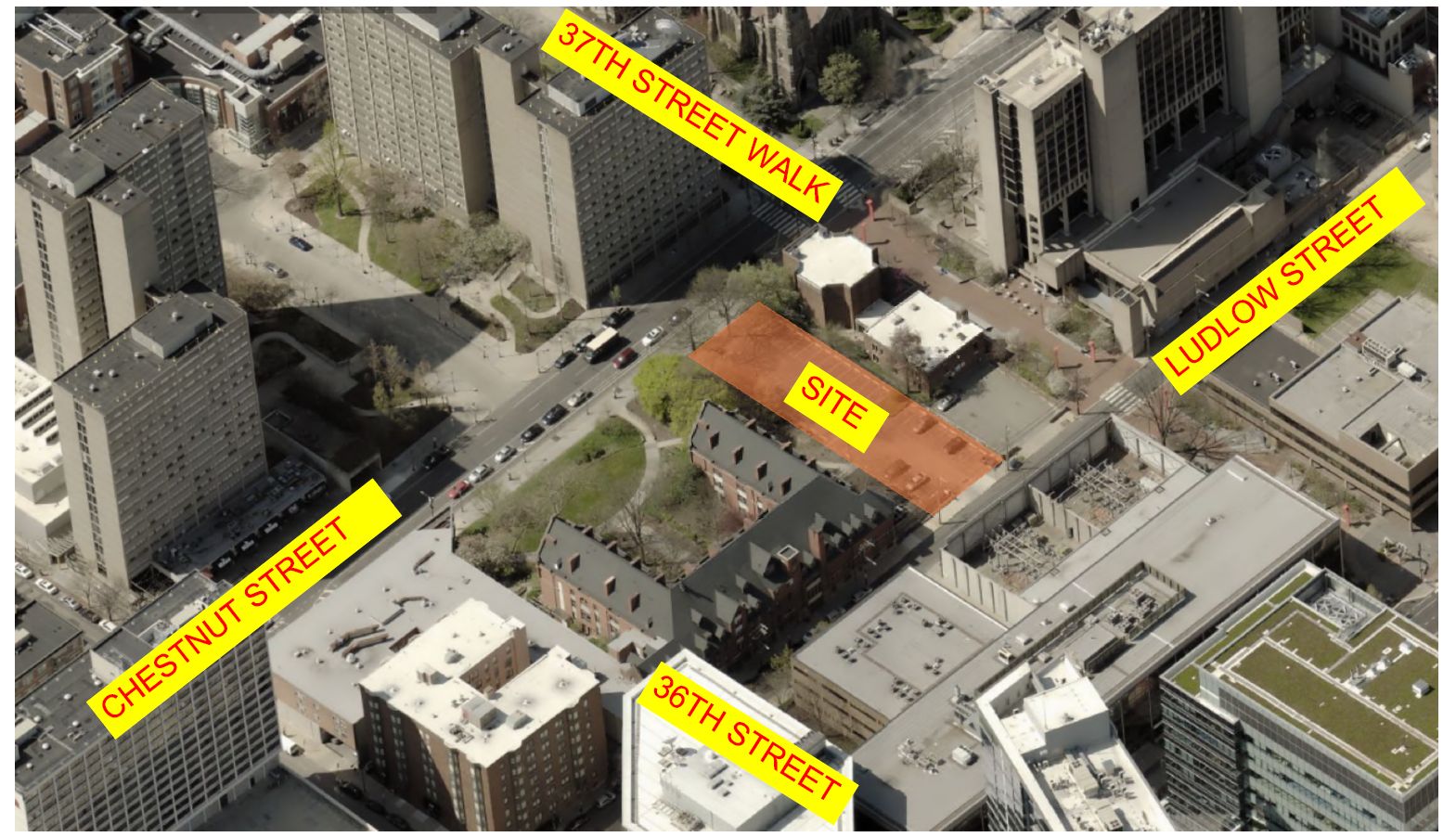 The Mark at 3615 Chestnut Street. Site diagram. Credit: BKV Group via the Civic Design Review