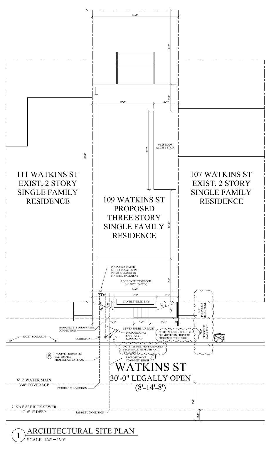109 Watkins Street. Site plan. Credit: MC Architectural via the City of Philadelphia Department of Planning and Development