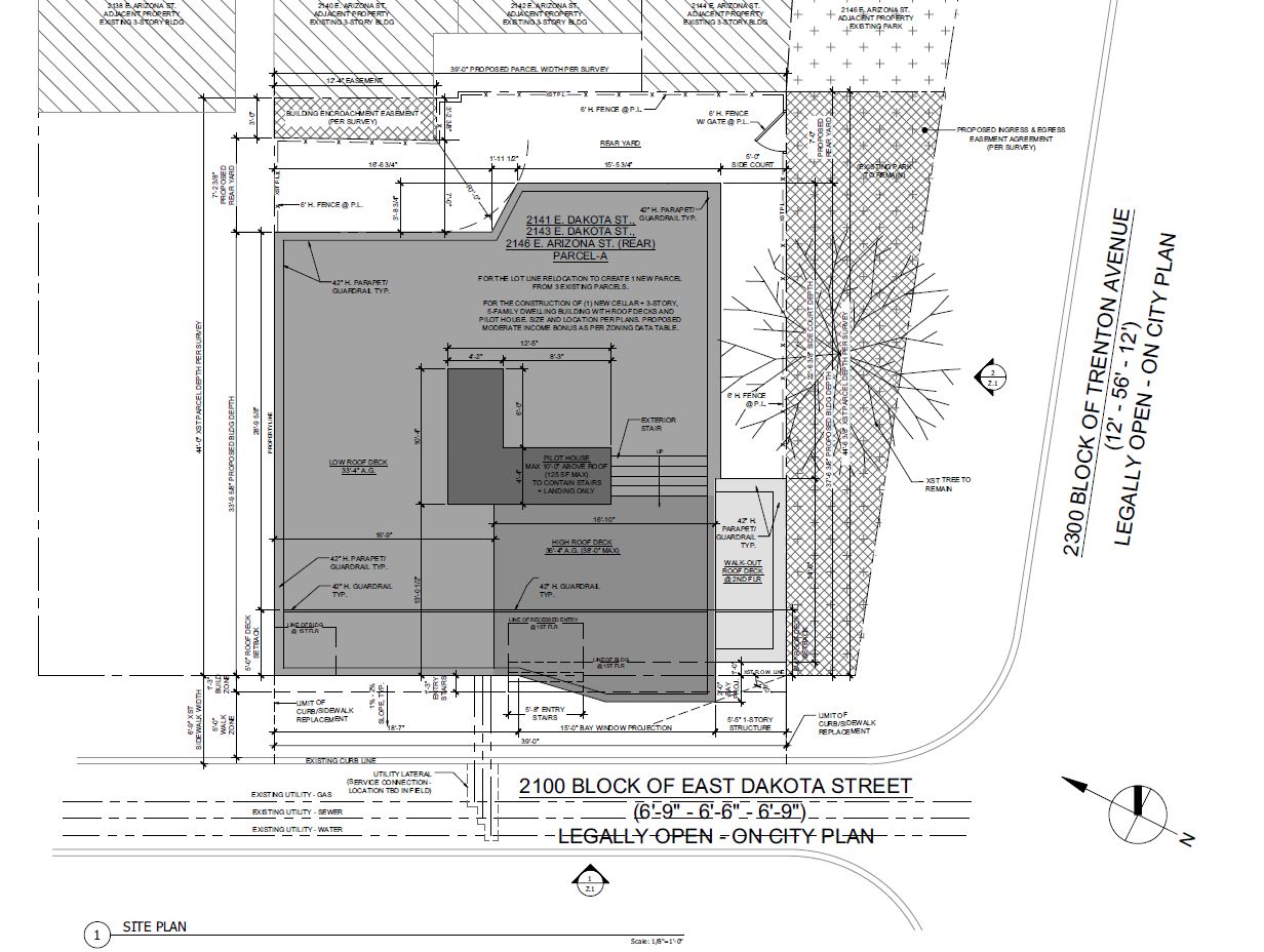2143 East Dakota Street. Site plan. Credit: Gnome Architects via the City of Philadelphia Department of Planning and Development