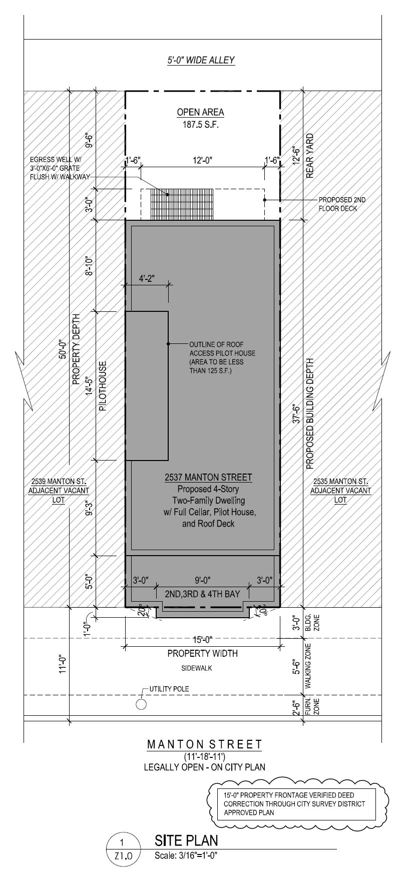2537 Manton Street. Site plan. Credit: 24 7 Design Group via the City of Philadelphia Department of Planning and Development