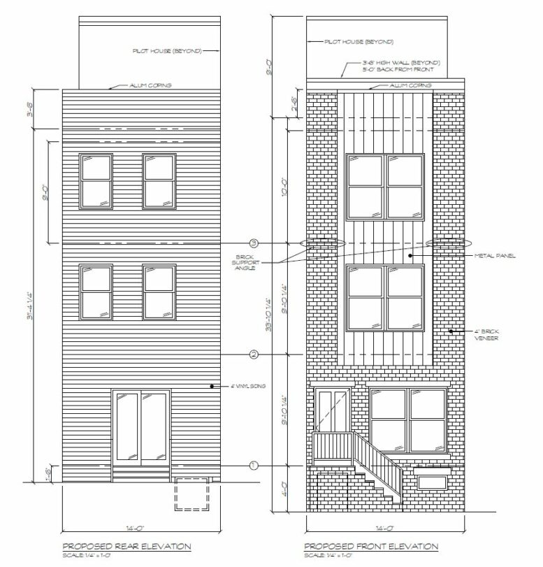3042 Titan Street. Building elevation. Credit: Hammel Architectural Group via the City of Philadelphia Department of Planning and Development
