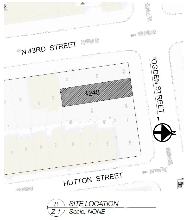 4248 Ogden Street. Site plan. Credit: JOs. Serratore Co. Architect Inc. via the City of Philadelphia Department of Planning and Development