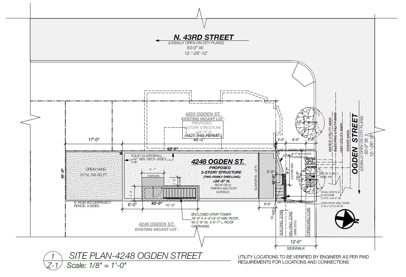 4248 Ogden Street. Site plan. Credit: JOs. Serratore Co. Architect Inc. via the City of Philadelphia Department of Planning and Development