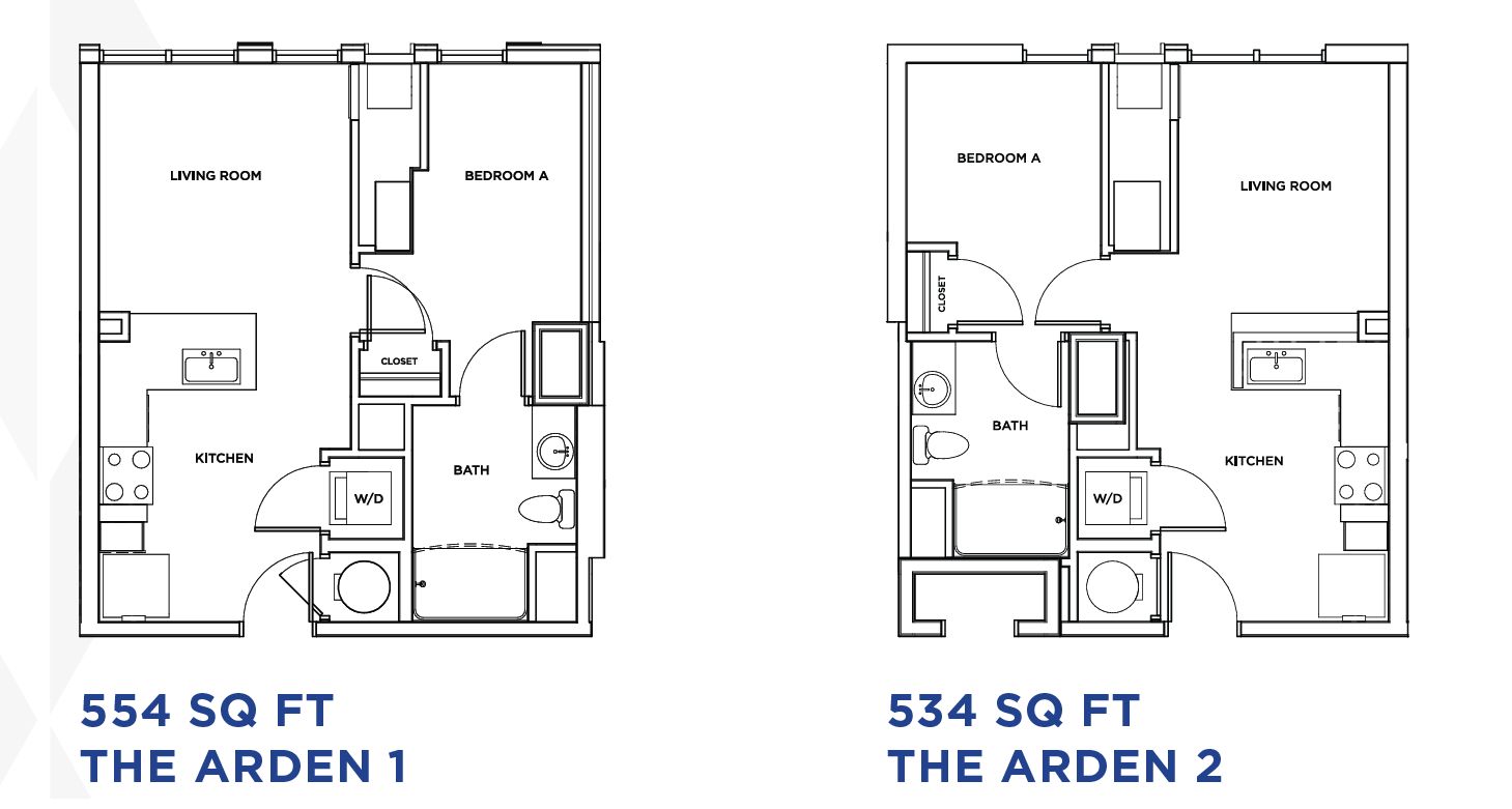 The Standard at Philadelphia at 119 South 31st Street. Floor plan of a one-bedroom apartment of type Arden. Credit: Landmark Properties