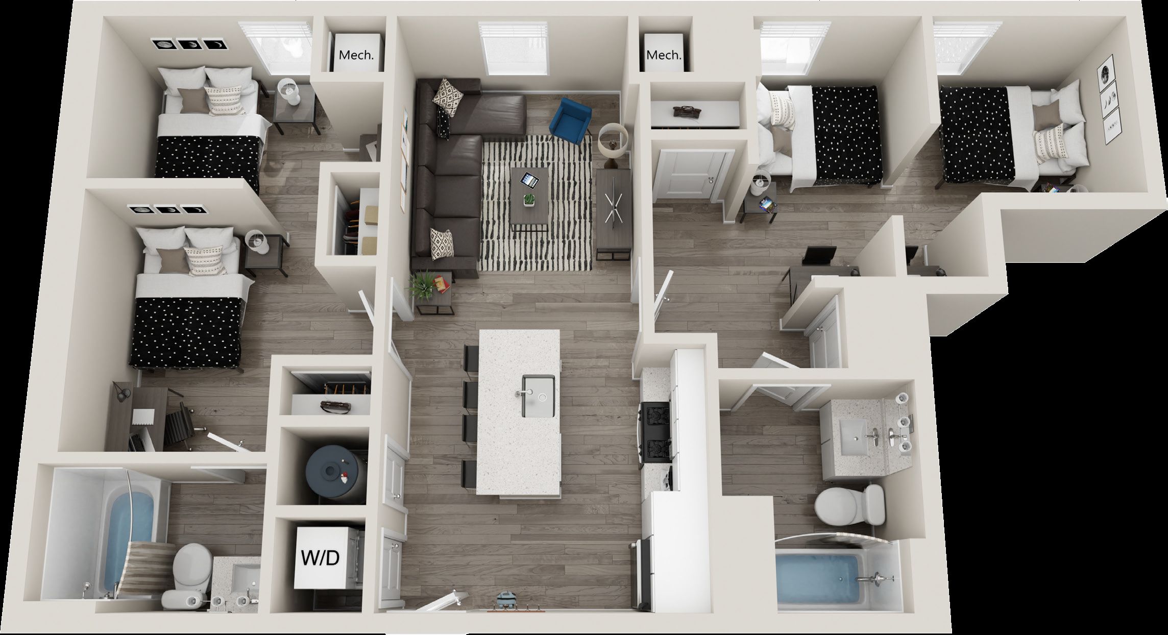 The Standard at Philadelphia at 119 South 31st Street. Floor plan of a two-bedroom apartment of type Brookhaven. Credit: Landmark Properties