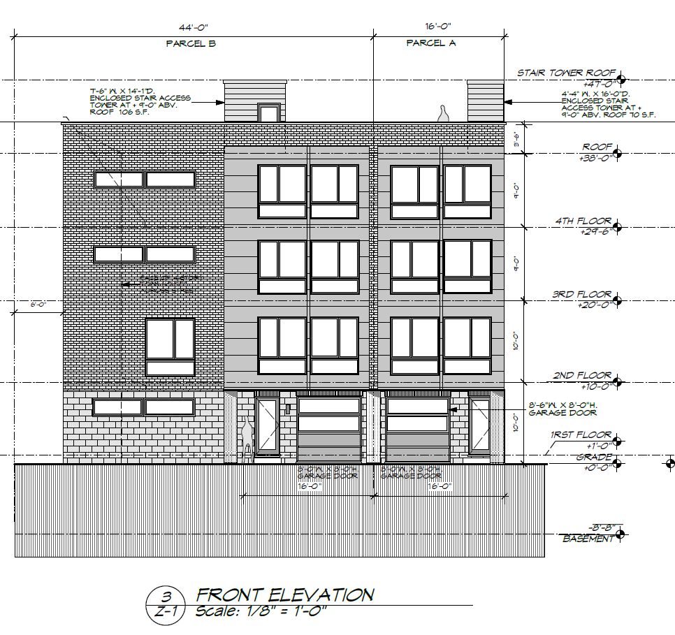 250 Gates Street. Building elevation. Credit: JOs. Serratore Co. Architect Inc. via the City of Philadelphia Department of Planning and Development