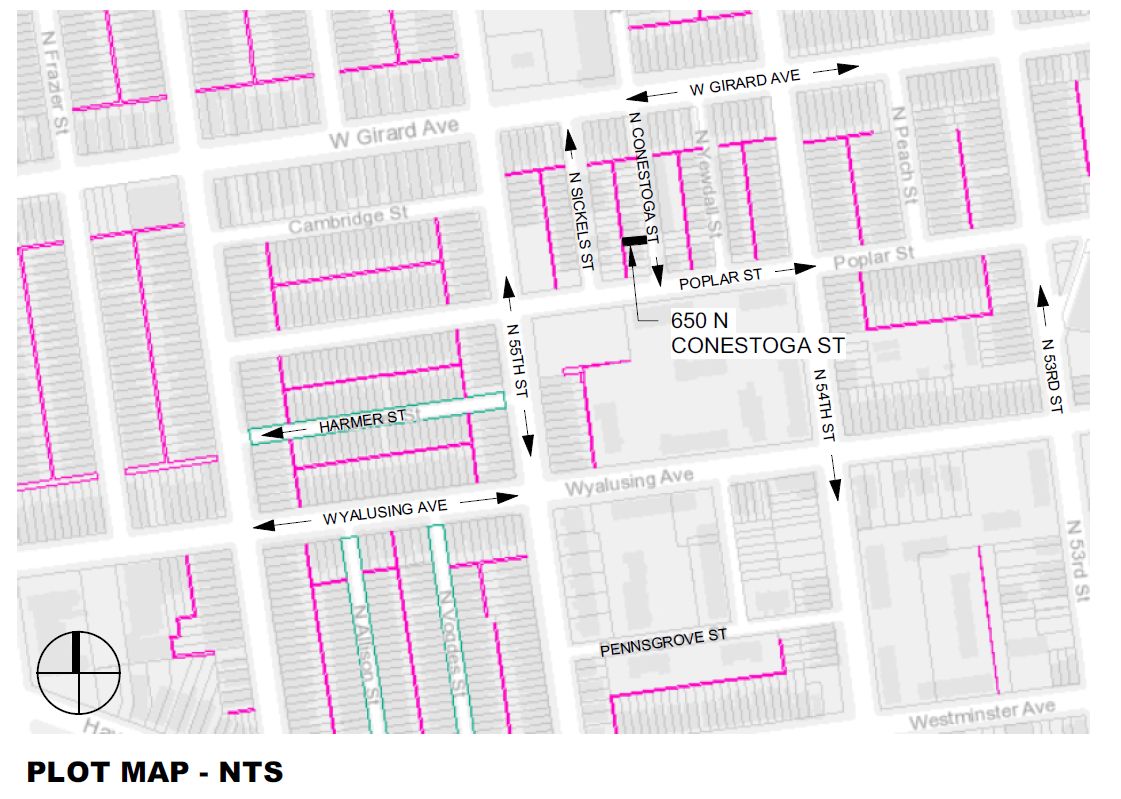 650 North Conestoga Street. Location map. Credit: Moto Designshop via the City of Philadelphia Department of Planning and Development
