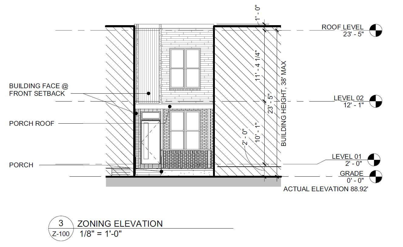 650 North Conestoga Street. Building elevation. Credit: Moto Designshop via the City of Philadelphia Department of Planning and Development