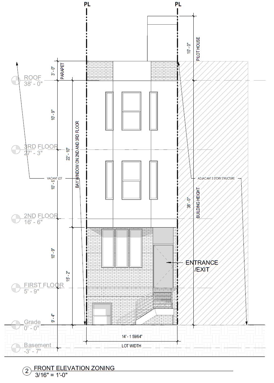 2104 North 7th Street. Building elevation. Credit: Sanbar Design via the Department of Planning and Development of the City of Philadelphia