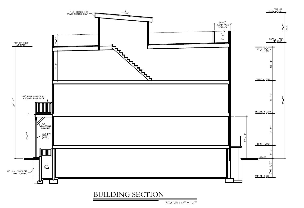 2203 North 8th Street. Building section. Credit: Anthony Maso Architecture & Design via the Department of Planning and Development of the City of Philadelphia