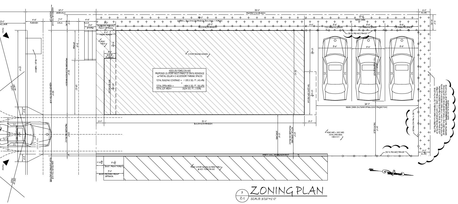 4223 Powelton Avenue. Site plan. Credit: KCA Design Associates via the Department of Planning and Development of the City of Philadelphia
