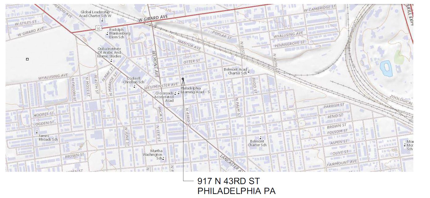 917 North 43rd Street. Location map. Credit: J Design and Consultants via the Department of Planning and Development of the City of Philadelphia