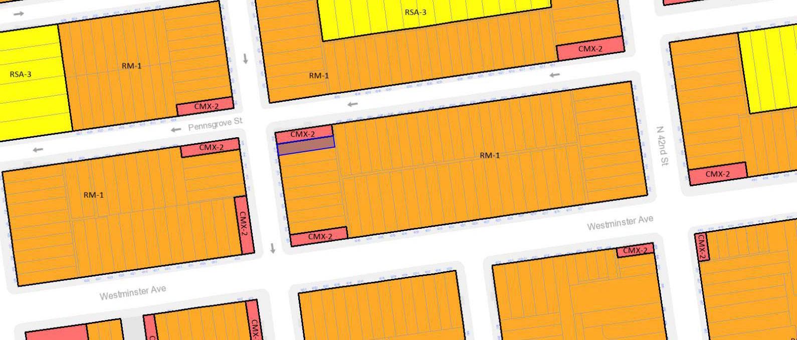 917 North 43rd Street. Zoning map. Credit: J Design and Consultants via the Department of Planning and Development of the City of Philadelphia
