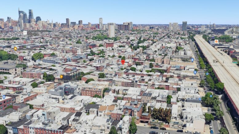138-40 Tasker Street. Aerial view prior to redevelopment. Looking north. Credit: Google Maps