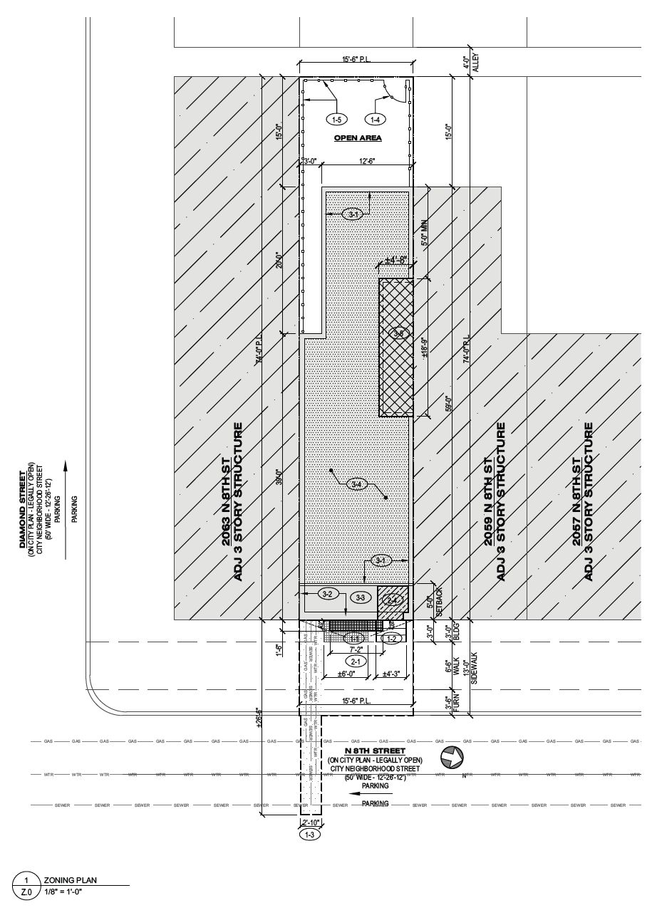 2061 North 8th Street. Site plan. Credit: HDO Architecture via the City of Philadelphia Department of Planning and Development