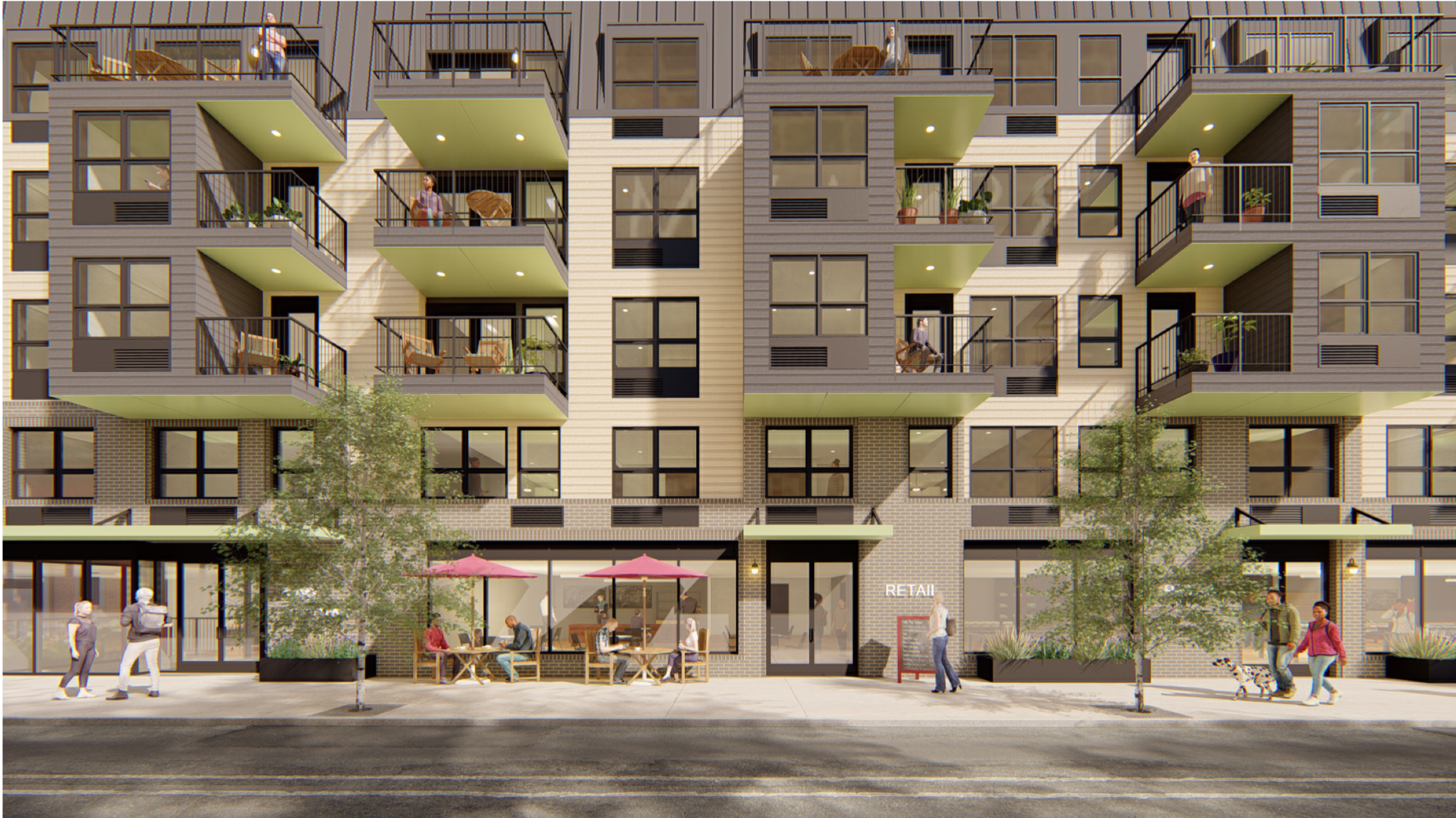 Rendering of 309 W Mount Pleasant Ave — 66-Unit Mixed-Use Building Proposed at 309-321 West Mount Pleasant Avenue in Philadelphia