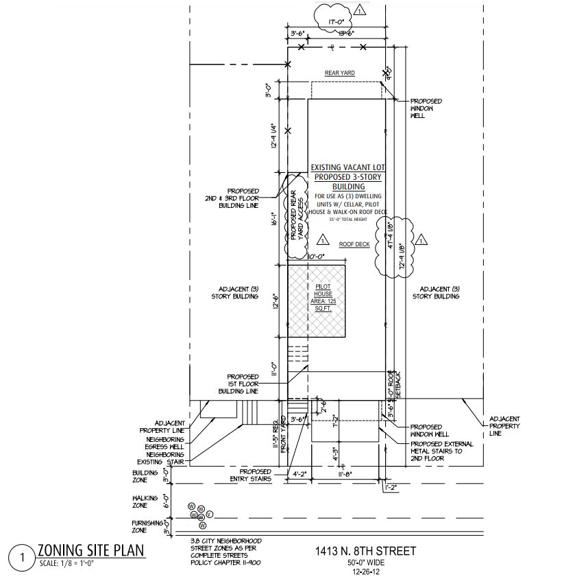 1413 North 8th Street. Building plan. Credit: Fusa Designs via the City of Philadelphia