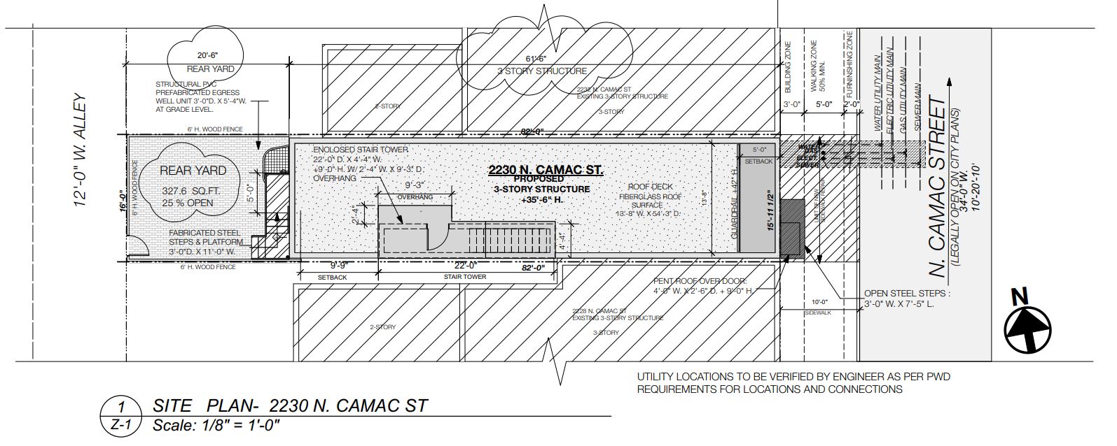 2230 North Camac Street. Site plan. Credit: Jos. Serratore & Company-Architects via the City of Philadelphia