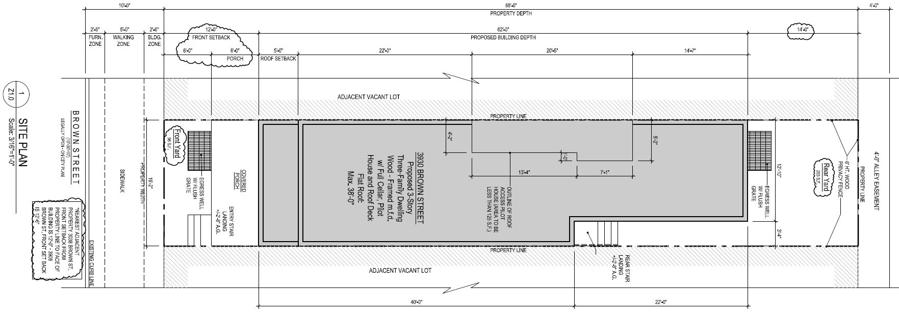 3930 Brown Street. Site plan. Credit: 24 7 Design Group via the City of Philadelphia