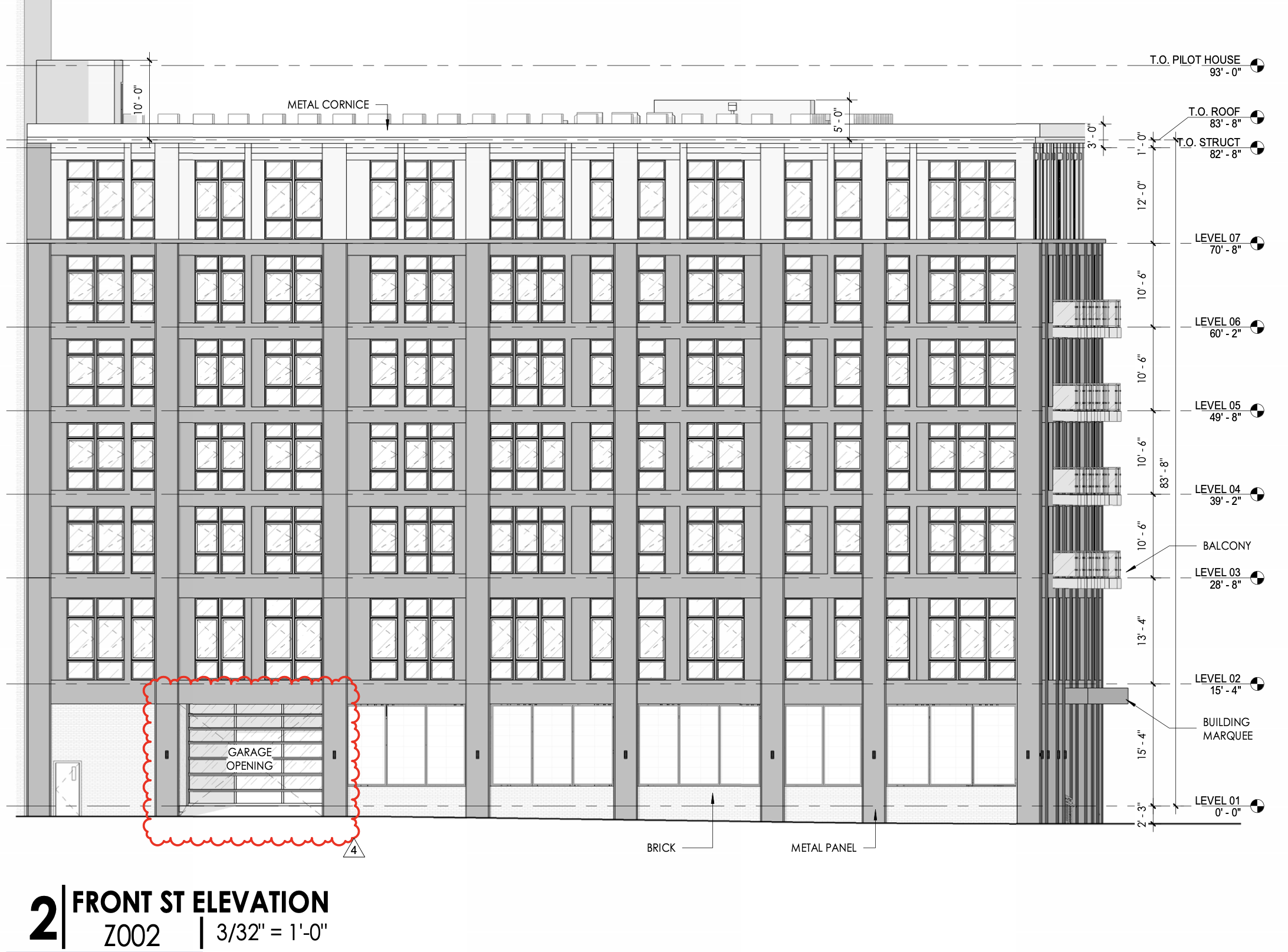 500 North Christopher Columbus Boulevard Front Street Elevation